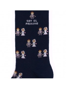 Socksandco socks with design boyfriends and detail I am the godfather in navy blue