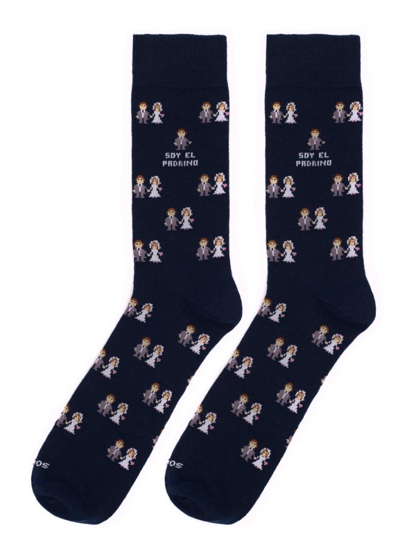 Calzini Socksandco con fidanzati di design e dettaglio Sono il padrino in blu navy