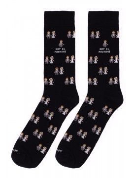 Chaussettes Socksandco avec des petits amis de design et des détails Je suis le meilleur homme en noir