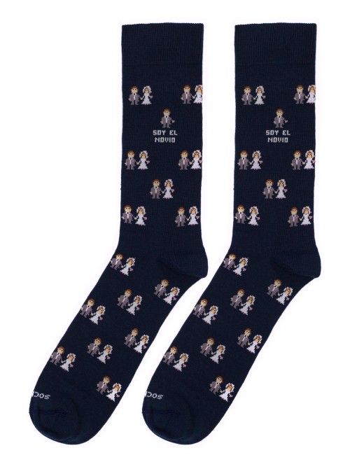 Socksandco socks with design boyfriends and detail I am the groom in navy blue