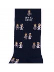 Chaussettes Socksandco avec des petits amis design et détail Je suis le marié en bleu marine