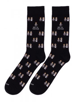 Socksandco socks with design boyfriends and detail I am the witness in black