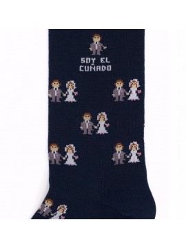 calcetines socksandco con diseño novios y detalle soy el cuñado en color azul marino