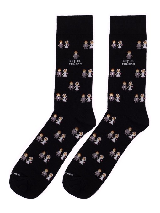 Chaussettes Socksandco avec des petits amis design et détail Je suis le beau-frère en noir