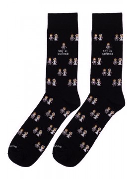 calcetines socksandco con diseño novios y detalle soy el cuñado en color negro