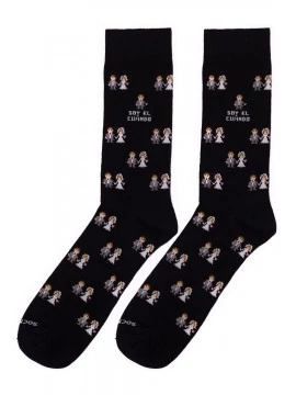 calcetines socksandco con diseño novios y detalle soy el cuñado en color negro