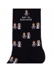 Chaussettes Socksandco avec des petits amis design et détail Je suis le frère en noir