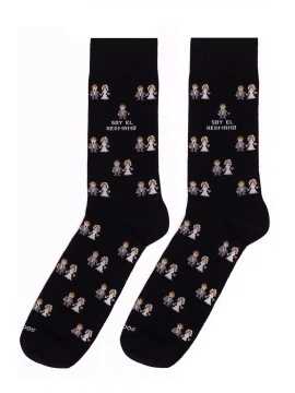 Chaussettes Socksandco avec des petits amis design et détail Je suis le frère en noir