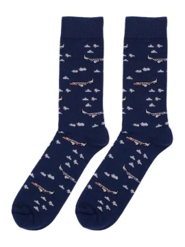 Socksandco half cane blue planes