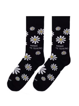 socksandco sock messaggio mamma ti amo margherite nero