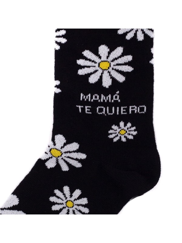 Socksandco Sok Bericht Mama I Love You Madeliefjes Zwart