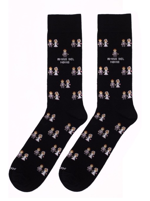 calcetines socksandco con diseño novios y detalle amigo del novio en color negro