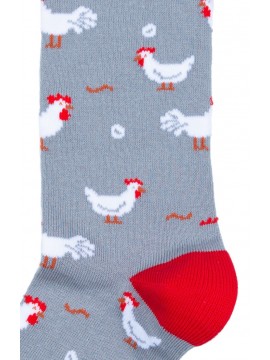 CALCETINES CON GALLINAS GRIS