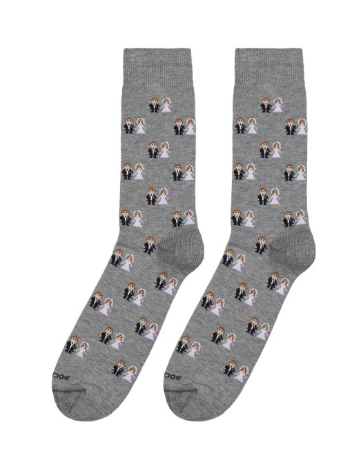 Graue Socken mit Braut- und Bräutigam-Print